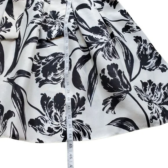 Jessica Howard Dress Sleeveless Fit & Flare Eggshell White Black Floral Sz 16 - Picture 6 of 8